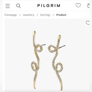 NEW 🐍Pilgrim 14kGold plated Crystal Swirl Drop stud Earrings Women Jewelry snake